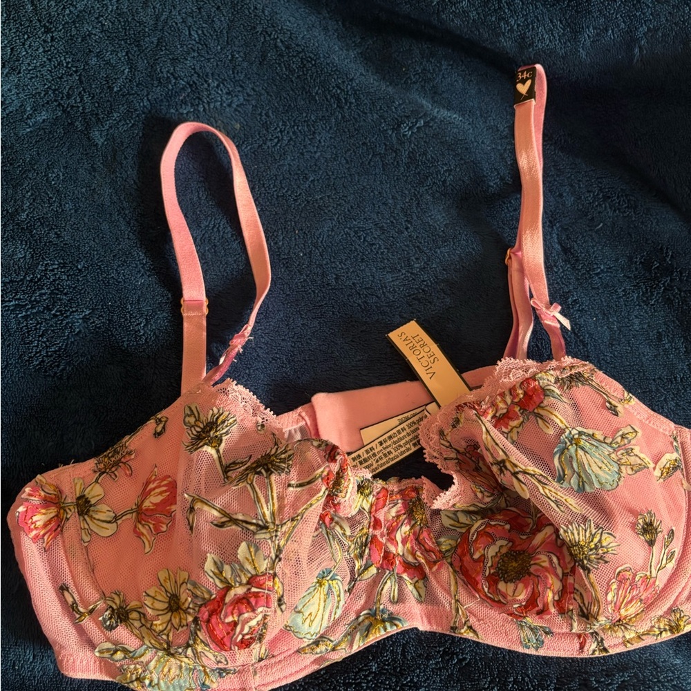 Victoria's Secret Pink Floral Lace Bra and Thong